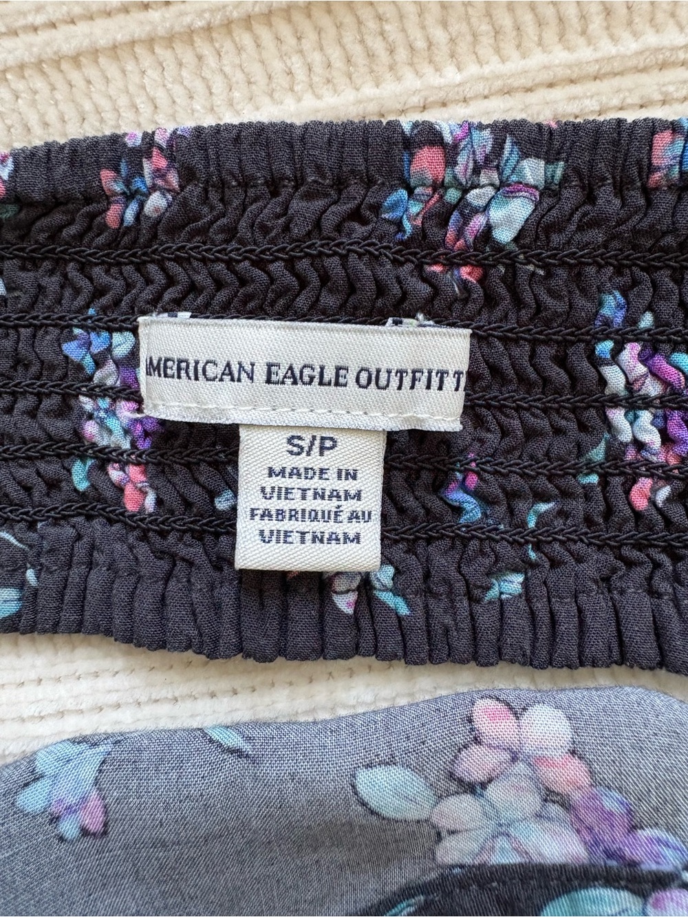 American Eagle Outfitters Black Floral Smocked Strap Dress - Picture 2 of 8